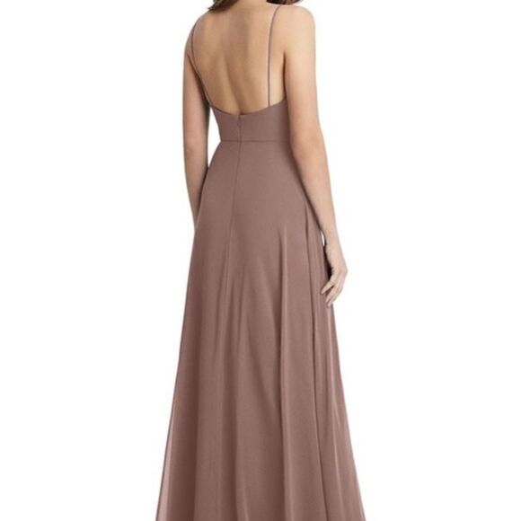 Lovely Square Neck Chiffon Maxi Dress with Front Slit - Picture 2 of 5